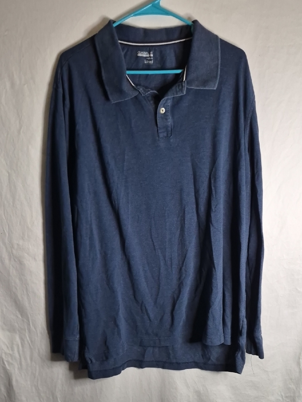 Basic Editions Men's Long Sleeve Polo - Navy
